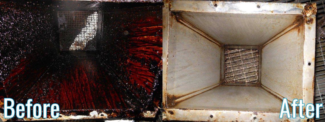 Kitchen Ventilation - Before and After a cleaning